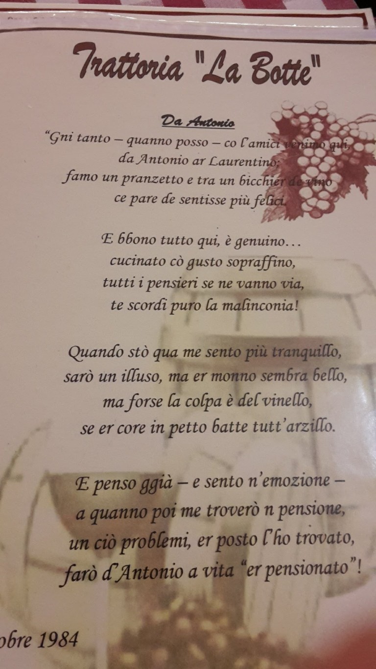 Trattoria Pizzeria La Botte menu 1