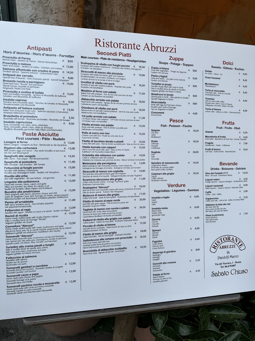 Ristorante Abruzzi menu 1