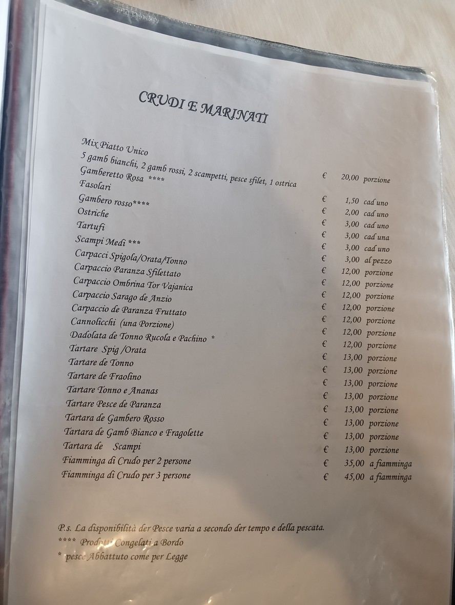 La Fraschetta del Pesce menu 1