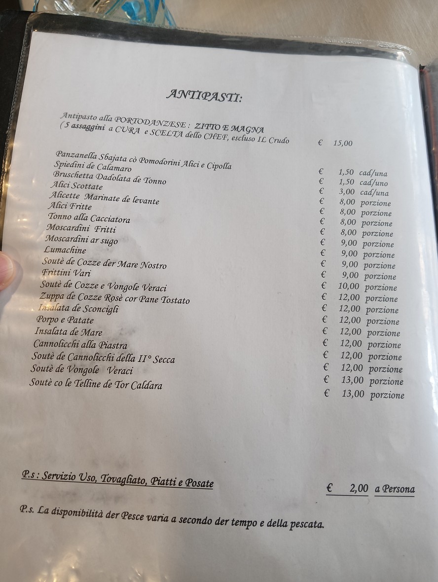 La Fraschetta del Pesce menu 2