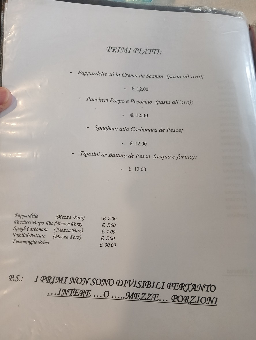La Fraschetta del Pesce menu 3