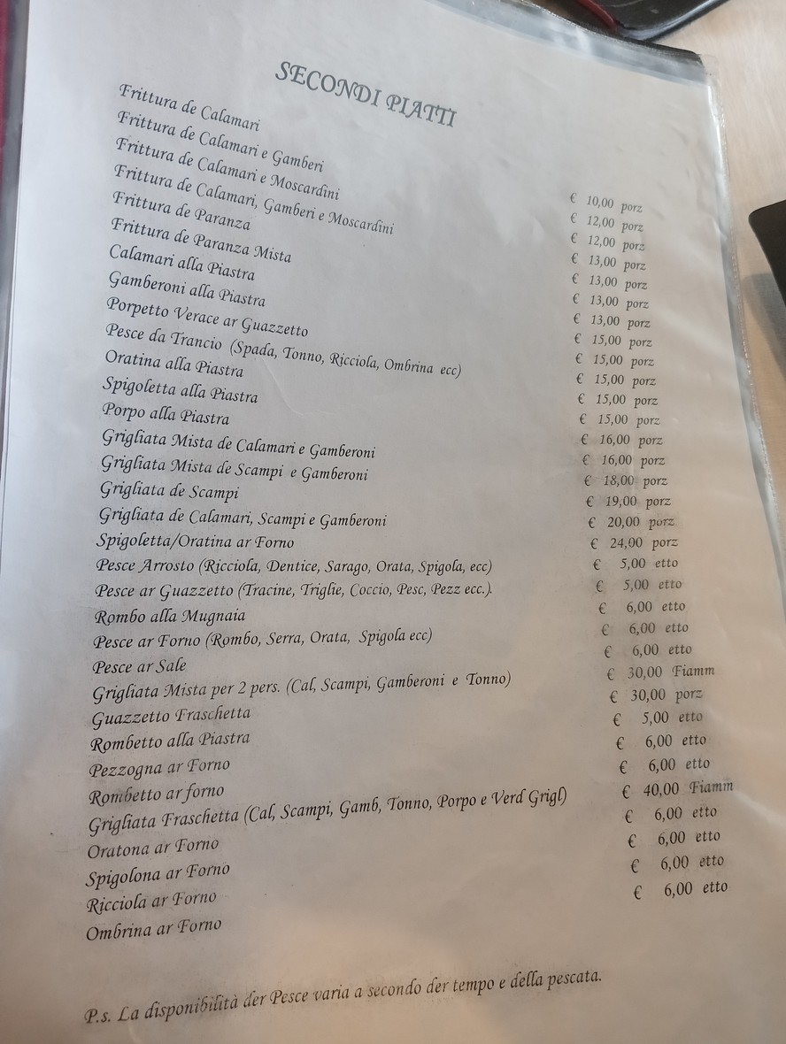 La Fraschetta del Pesce menu 4