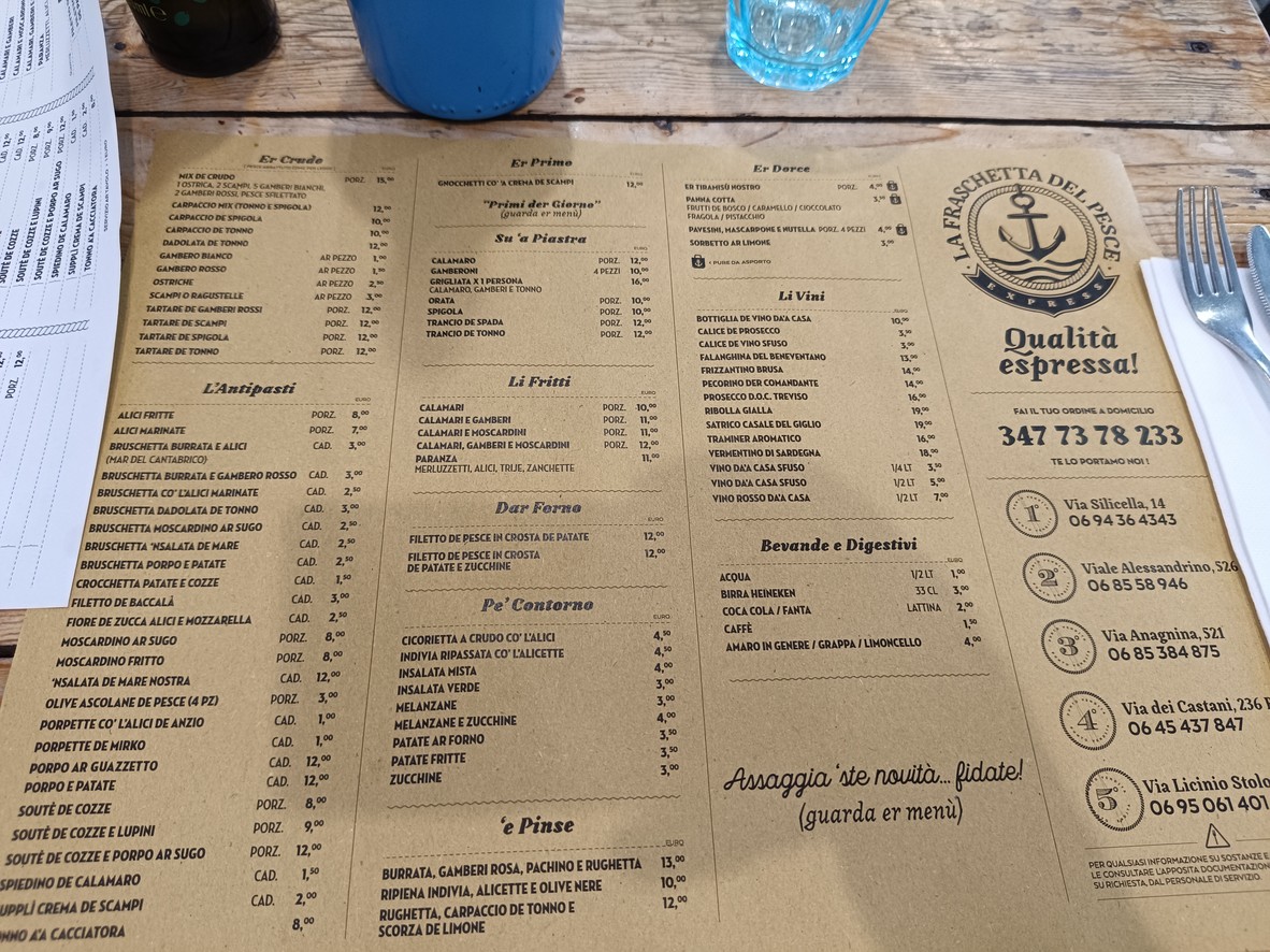 La Fraschetta del Pesce menu 6