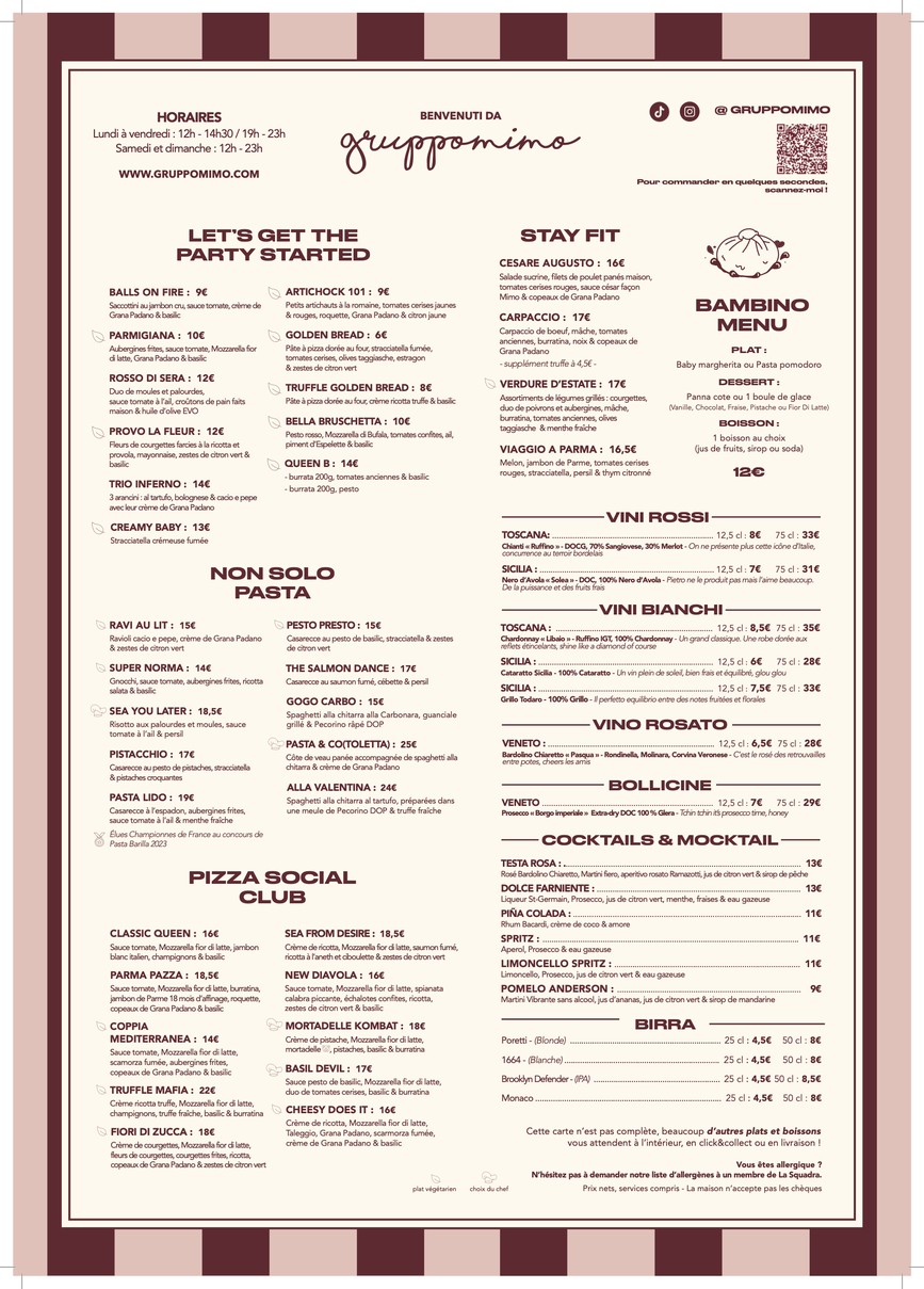 GRUPPOMIMO - NEUILLY SUR SEINE menu 1