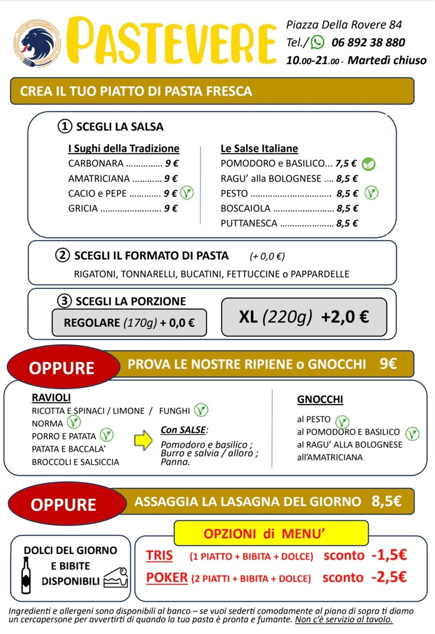 Pastevere - Pastificio artigianale con cucina menu 1