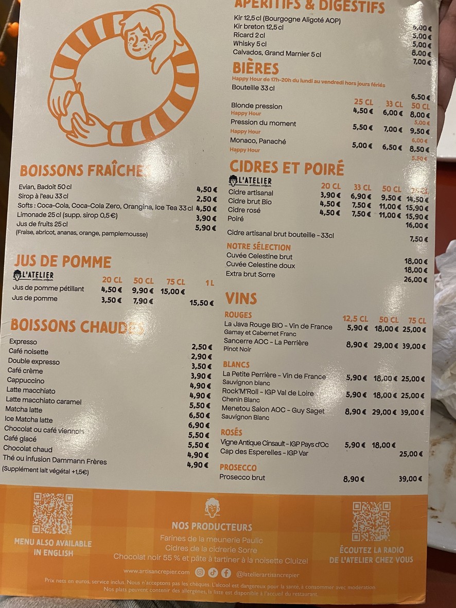 L'Atelier Artisan Crêpier - 4 Temps menu 1