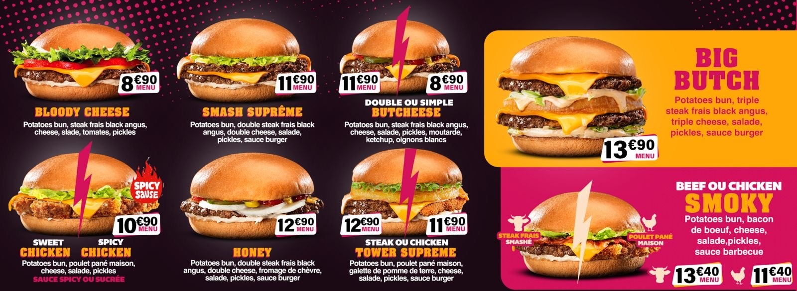 Butch Burger !!! menu 1