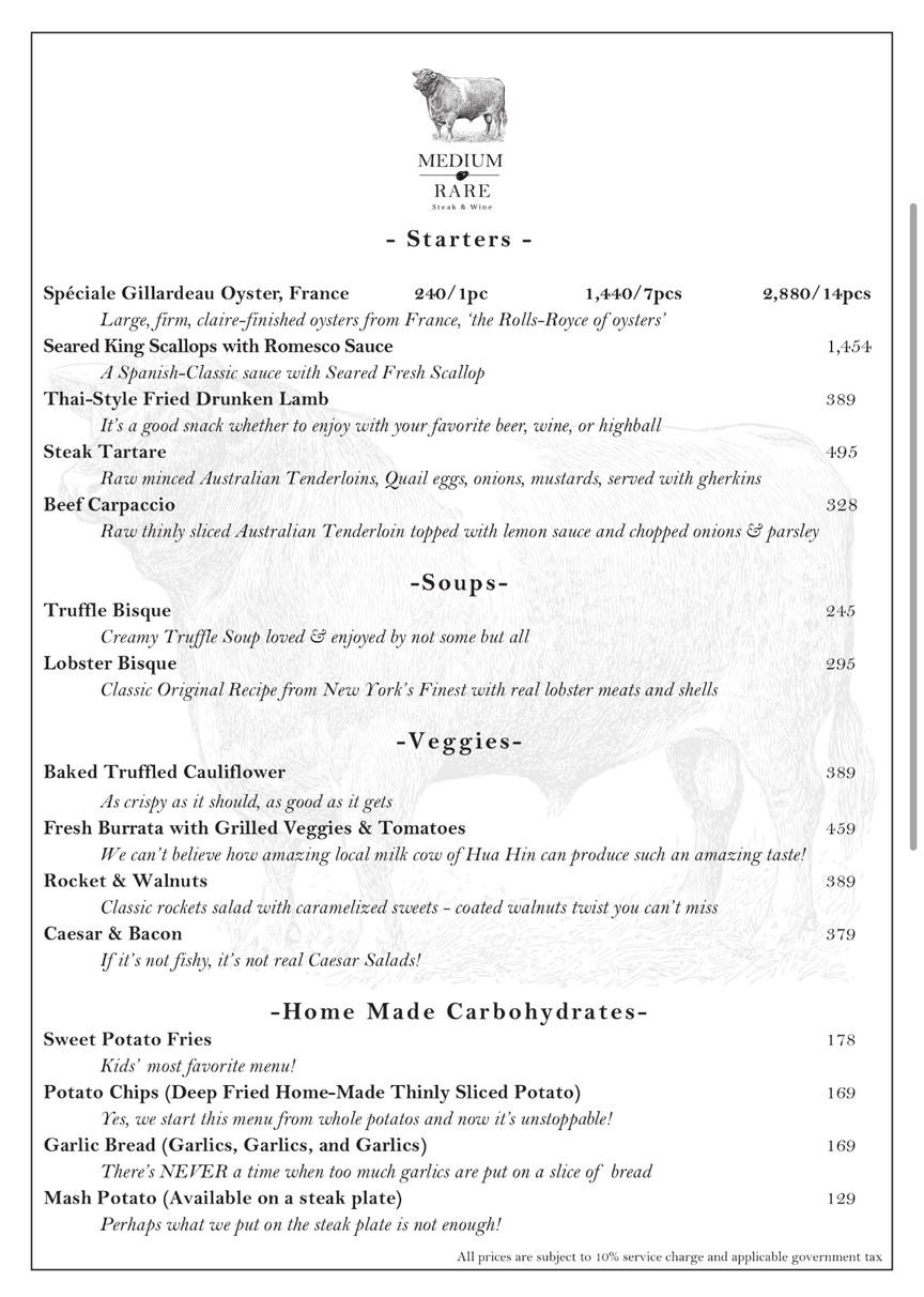 Medium Rare Steak & Wine menu 2