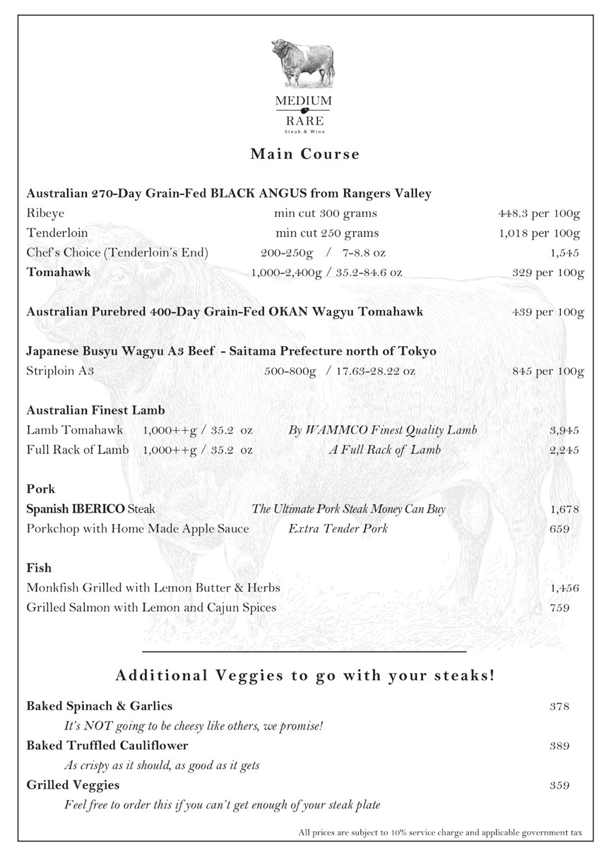 Medium Rare Steak & Wine menu 3