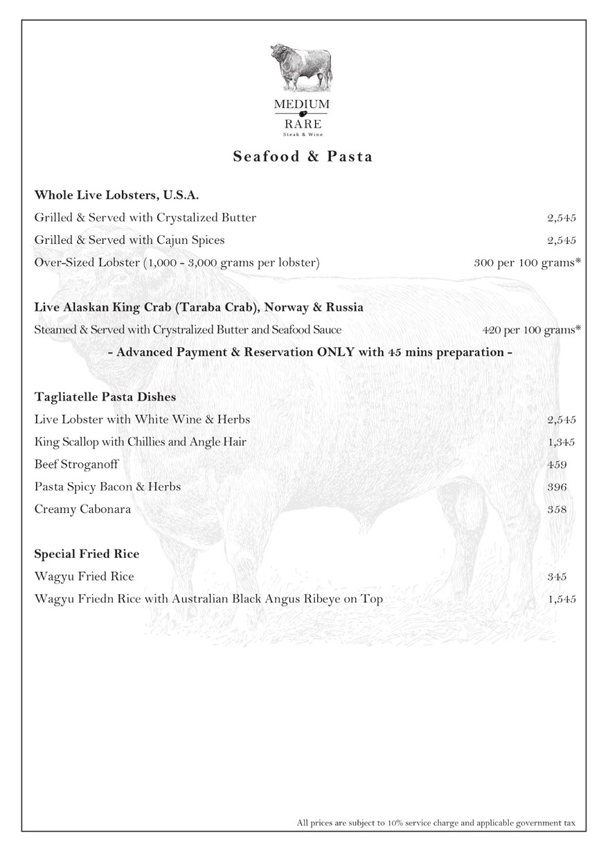 Medium Rare Steak & Wine menu 4