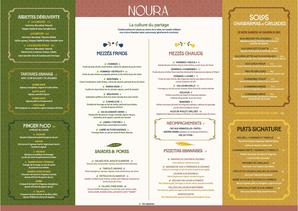 Noura Boulogne - Brasserie Libanesa y Salón de Té menu 1