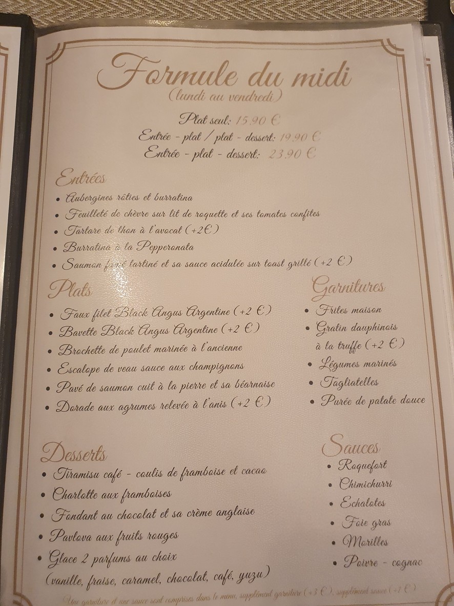Le Bouche à Oreille menu 1