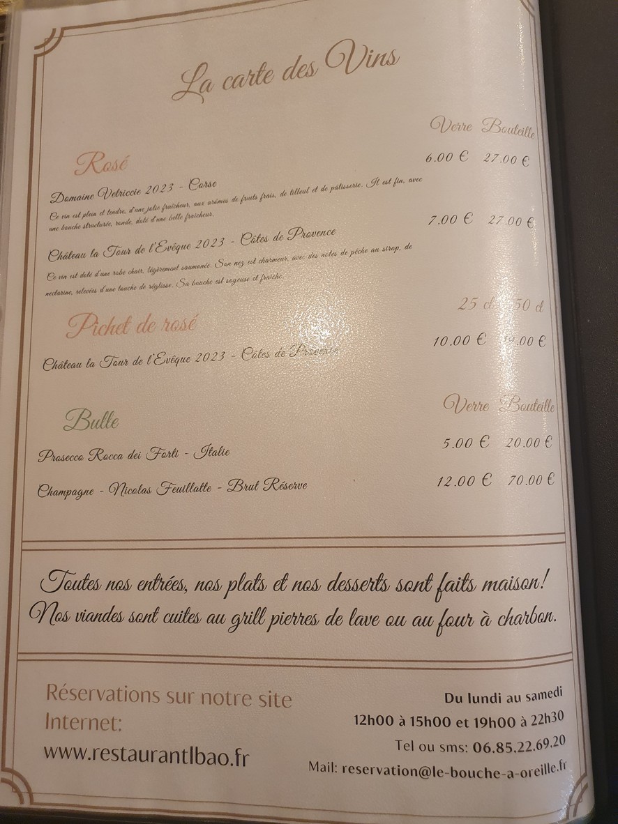 Le Bouche à Oreille menu 5
