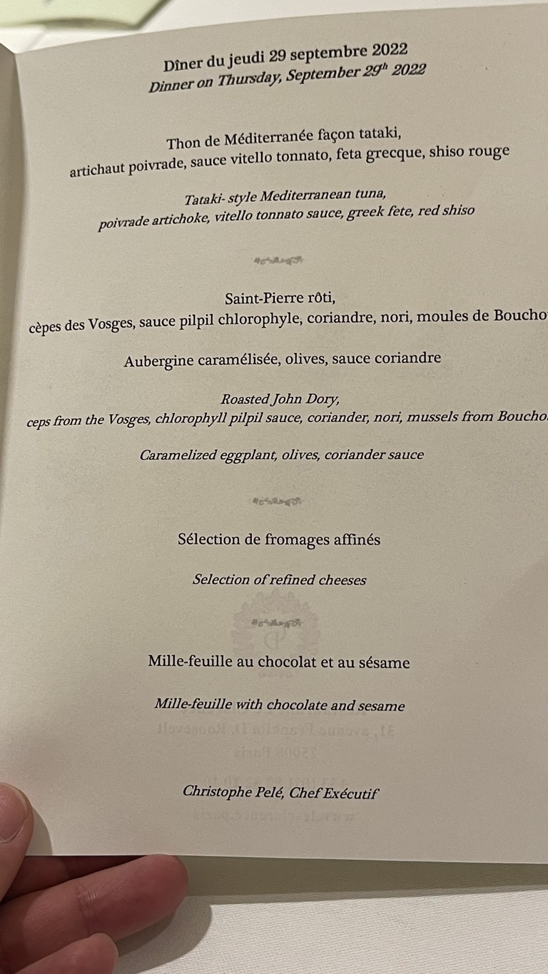 Le Clarence menu 2