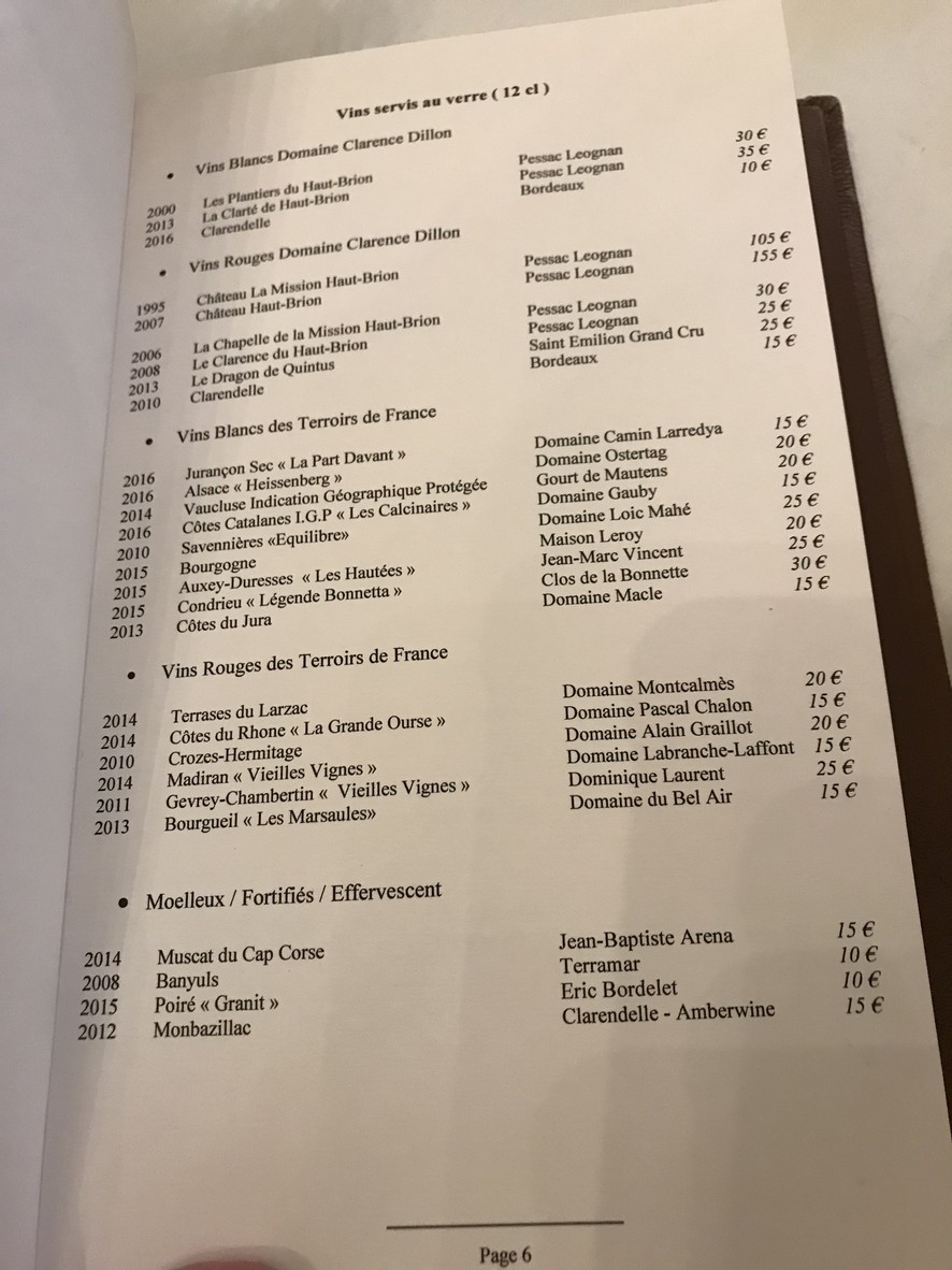 Le Clarence menu 3