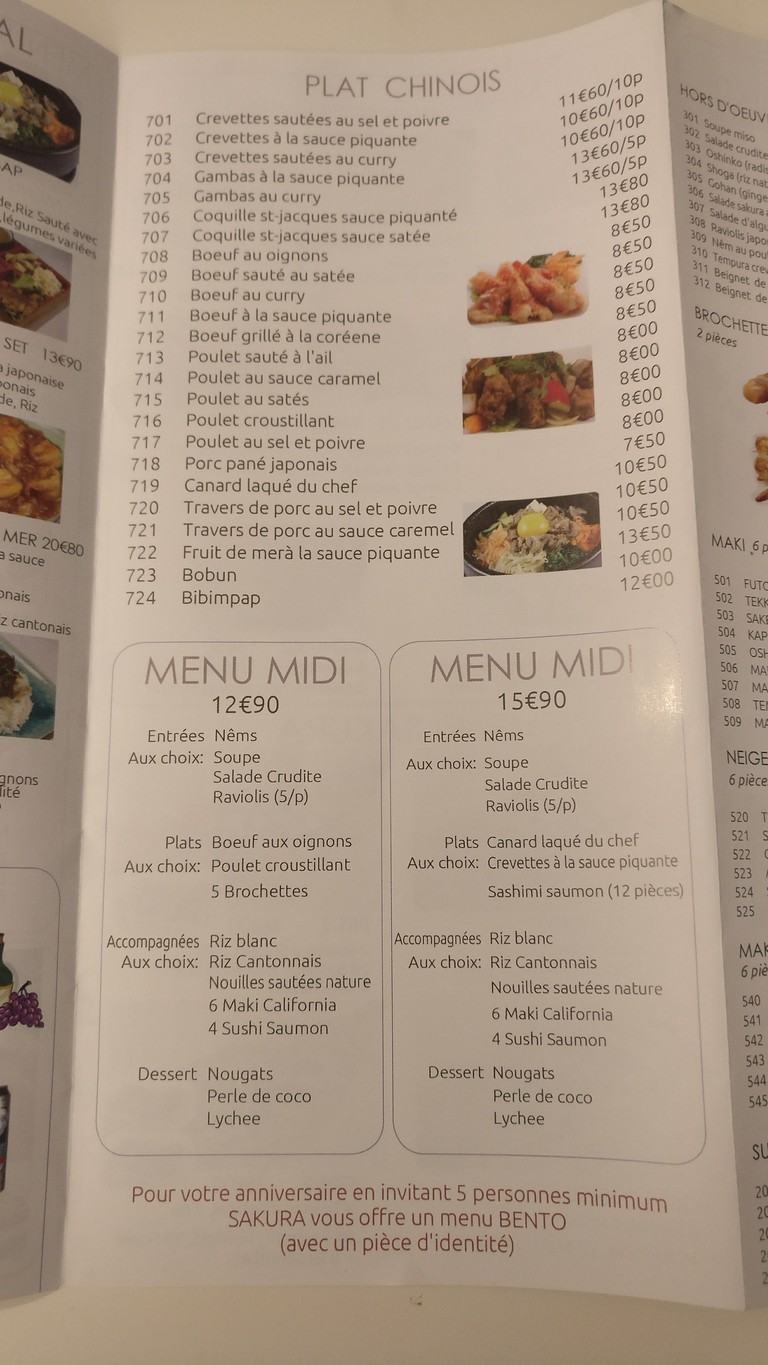 Sakura Sushis menu 3