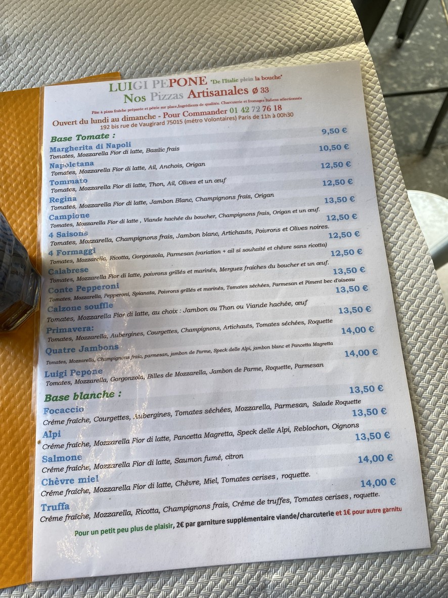 Pizzeria Luigi Pepone menu 1