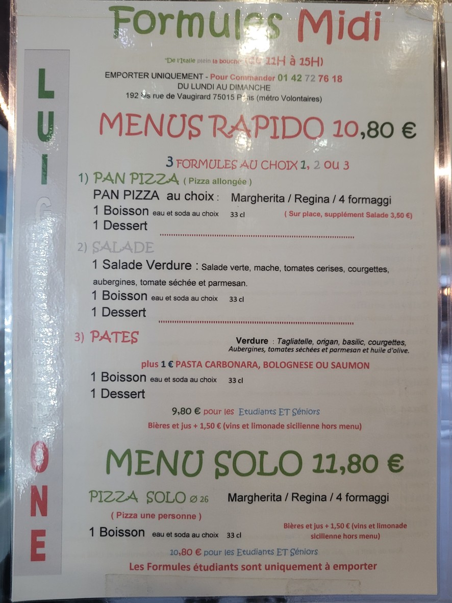 Pizzeria Luigi Pepone menu 2