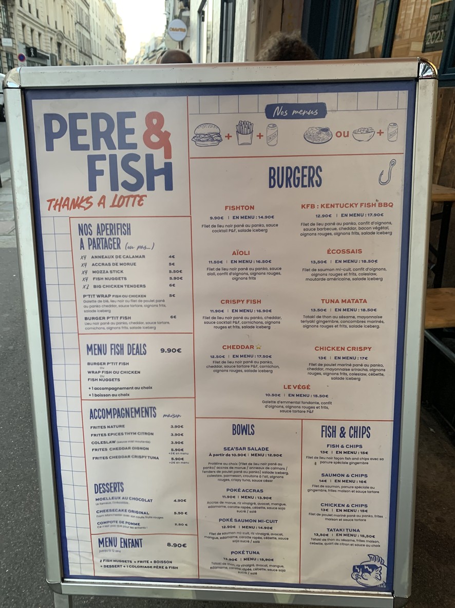 Père & Fish menu 1