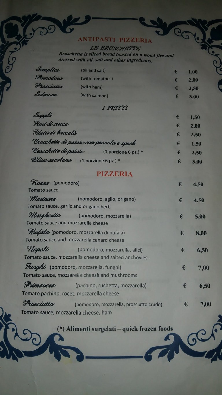 Hostaria Pizzeria Da Baffo e Figli menu 1
