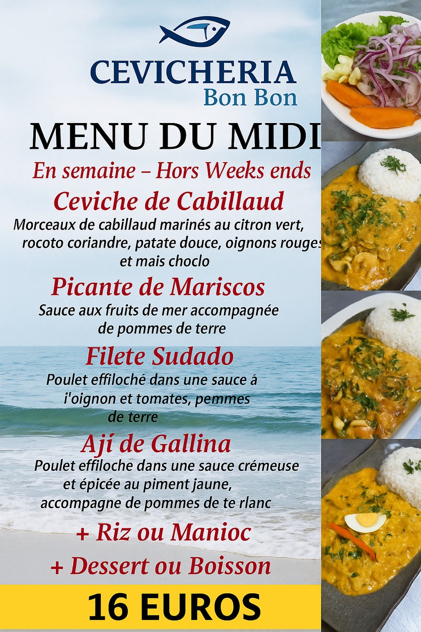 RESTAURANT PÉRUVIEN CEVICHERIA BON BON menu 1