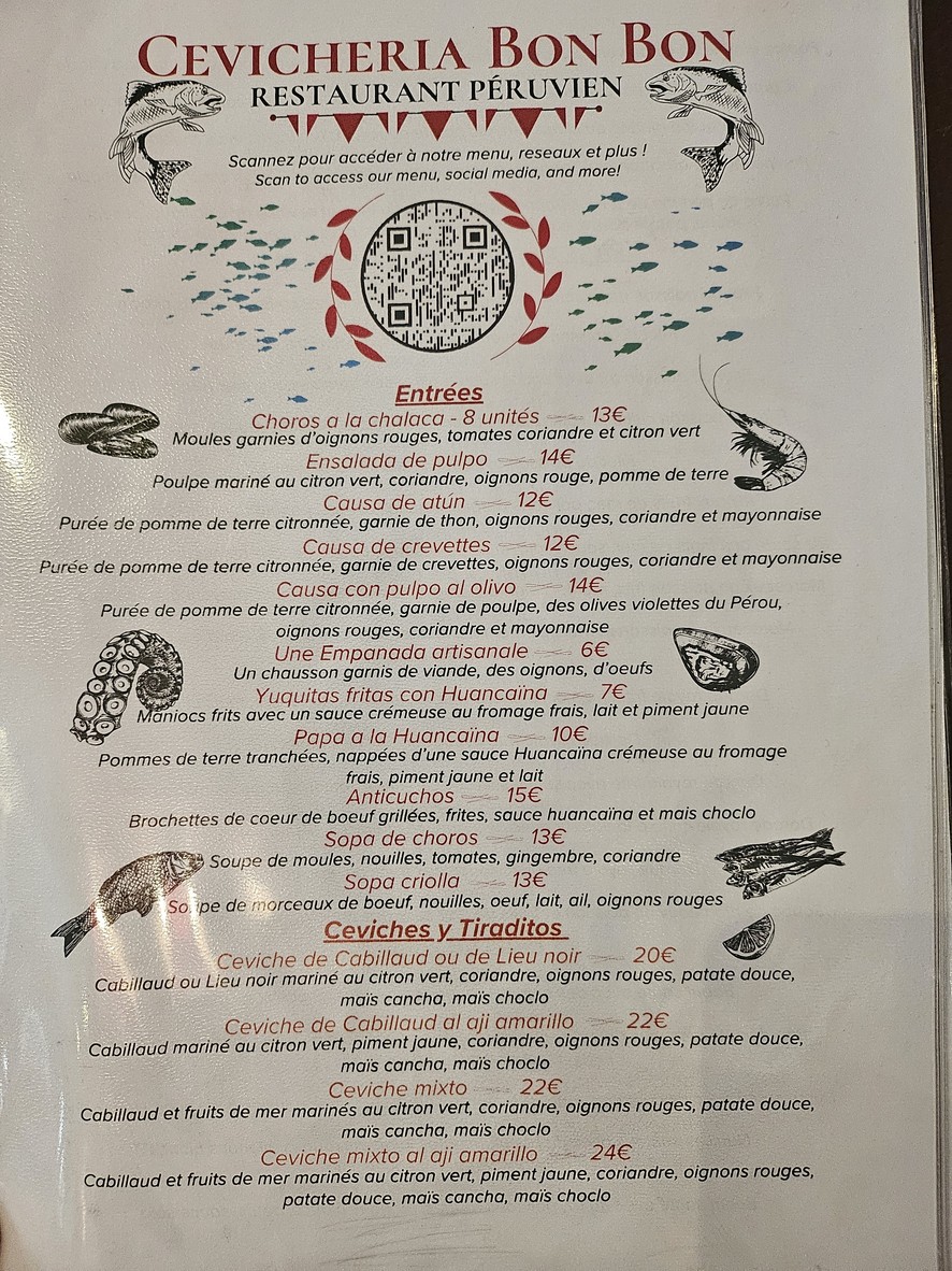 RESTAURANT PÉRUVIEN CEVICHERIA BON BON menu 2