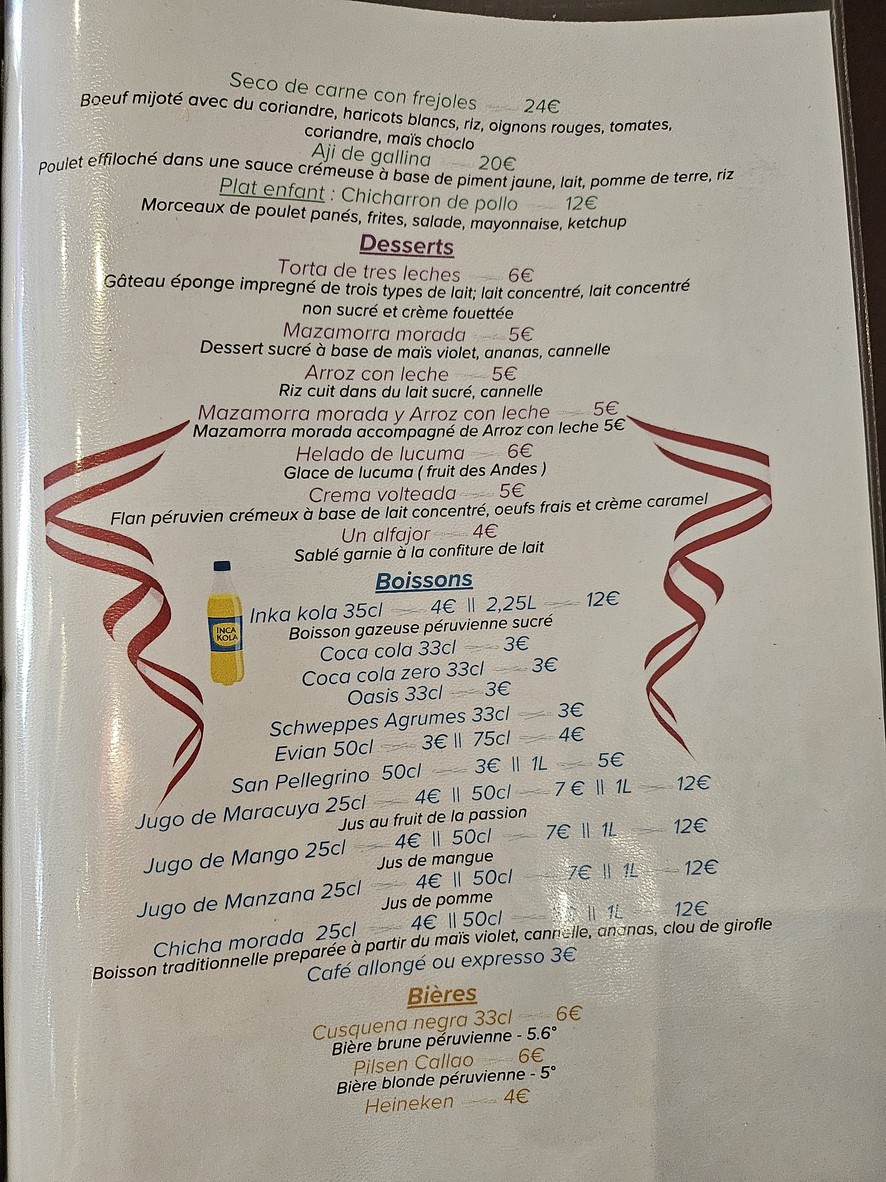 RESTAURANT PÉRUVIEN CEVICHERIA BON BON menu 4