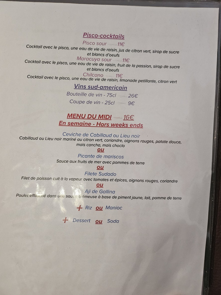 RESTAURANT PÉRUVIEN CEVICHERIA BON BON menu 5