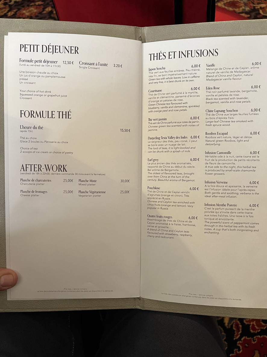 Le Nélie menu 1