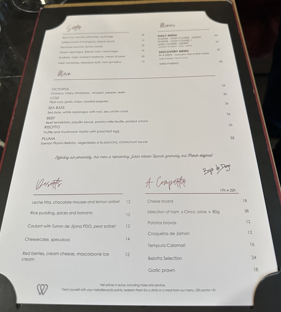 Dos Almas menu 2