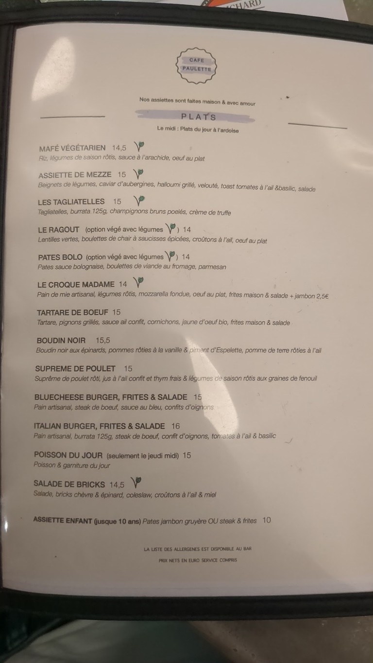 Café Paulette brasserie menu 2