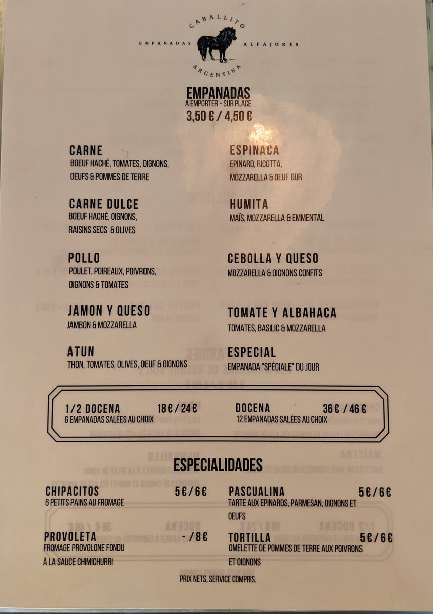 Caballito menu 1