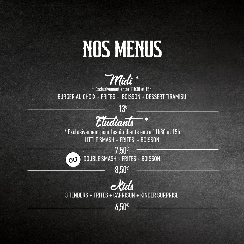 Restaurant Smash Time | Smash Burger Asnières-sur-Seine menu 1