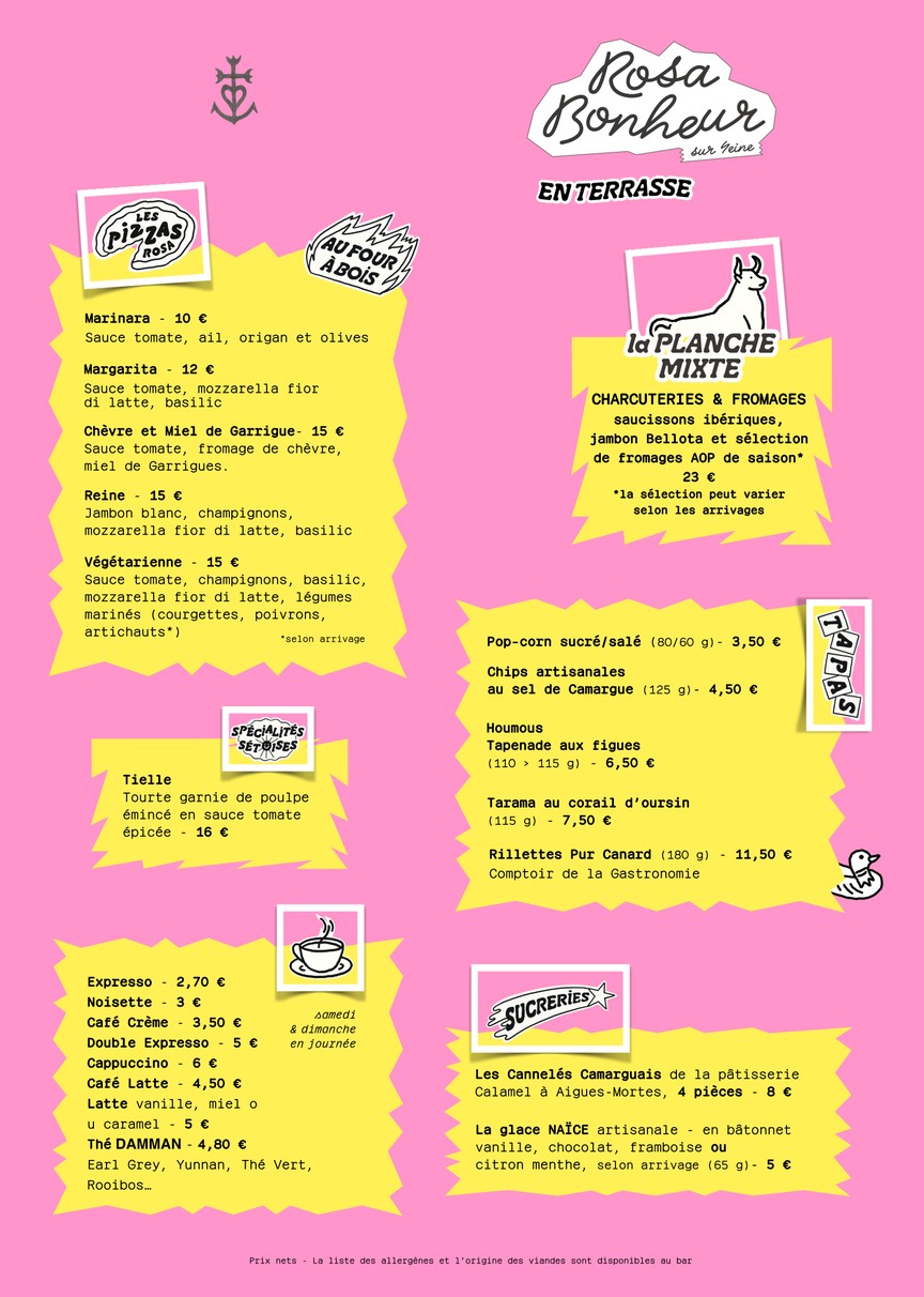 Rosa Bonheur sur Seine menu 1