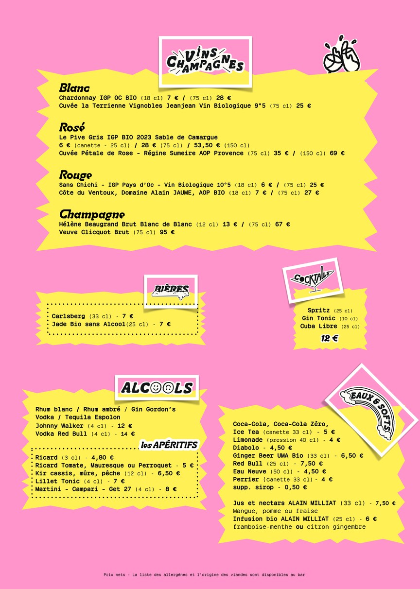 Rosa Bonheur sur Seine menu 2