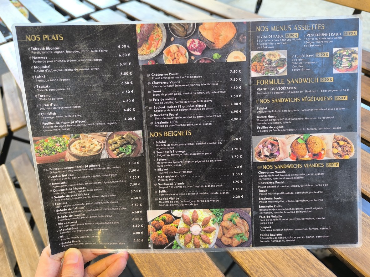 Kaslik Traiteur Libanais menu 1