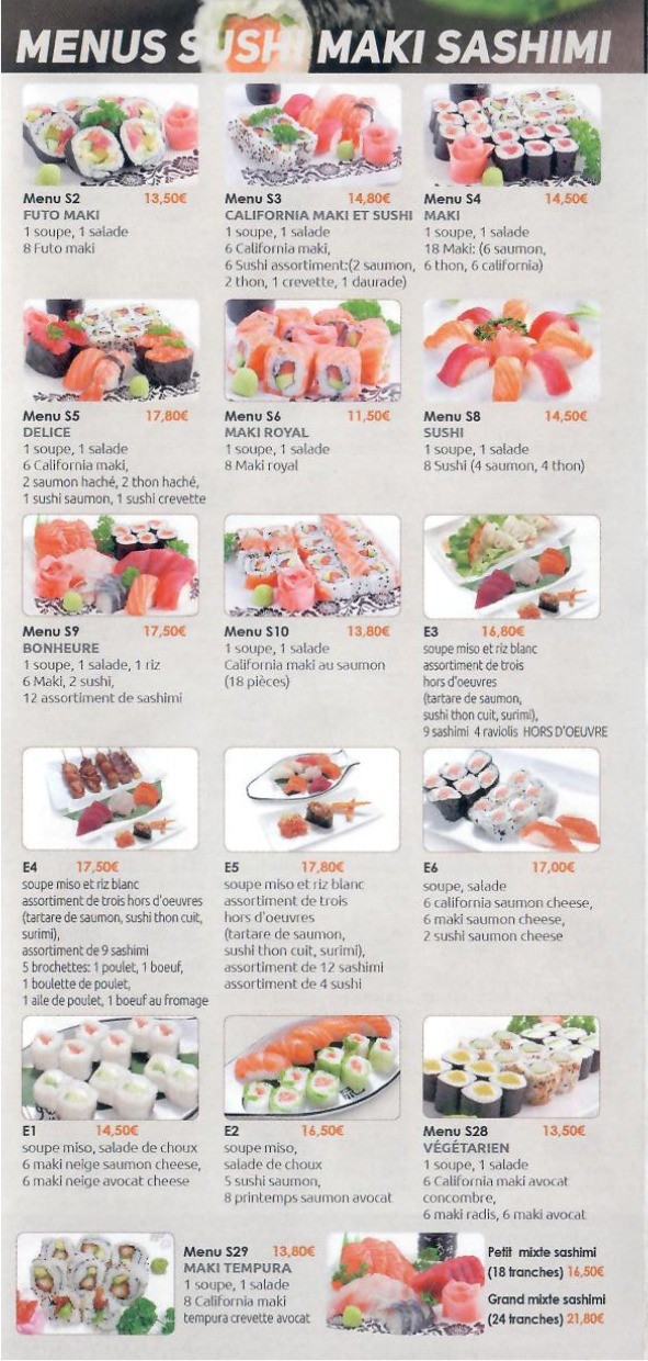 Yoki Sushi menu 1