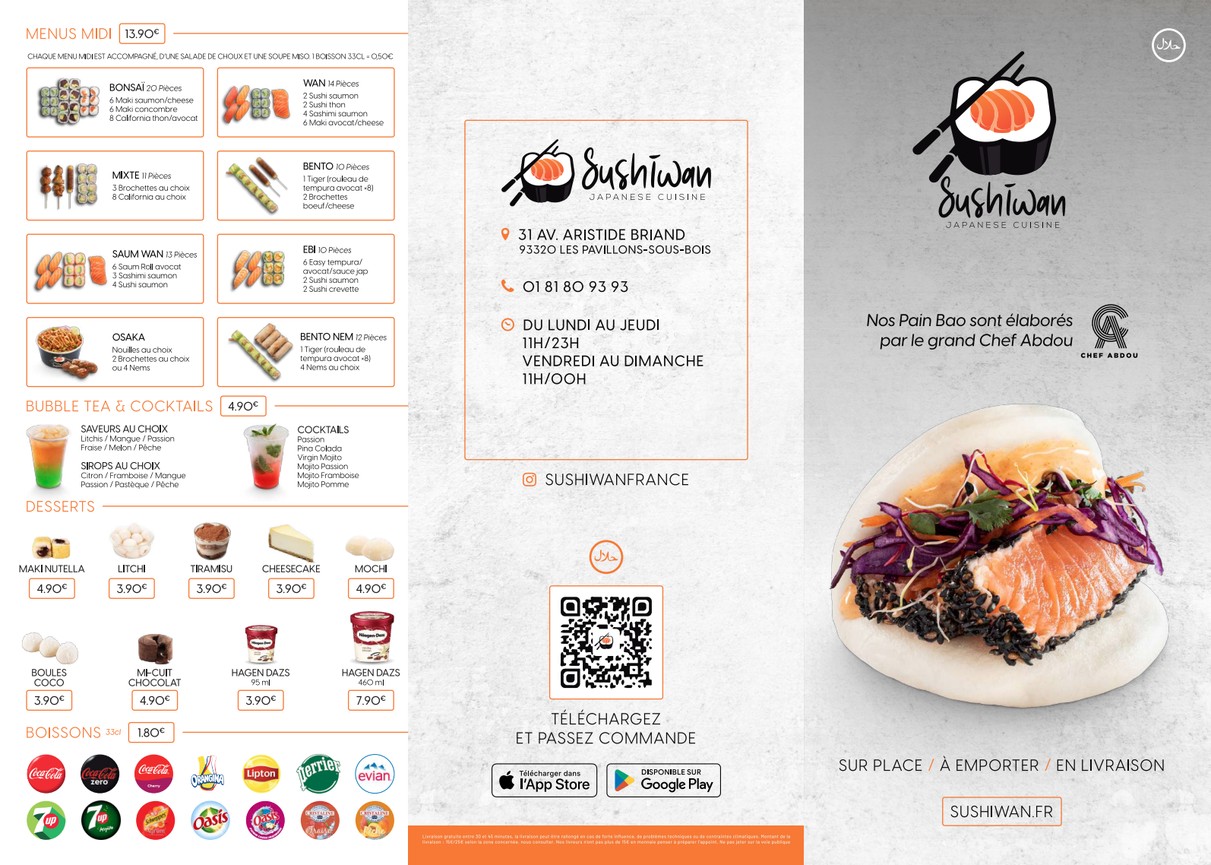 SUSHI WAN PAVILLONS SOUS BOIS menu 1