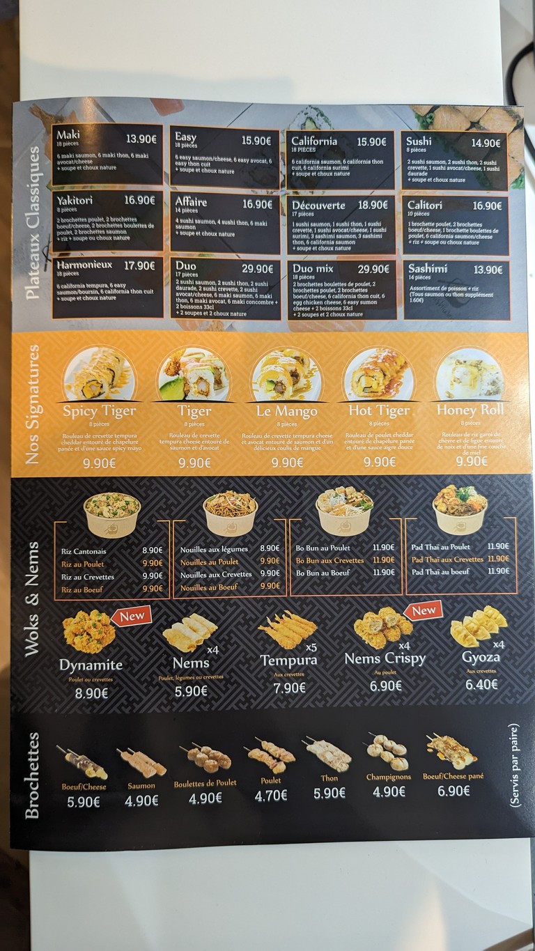 SUSHI WAN PAVILLONS SOUS BOIS menu 3