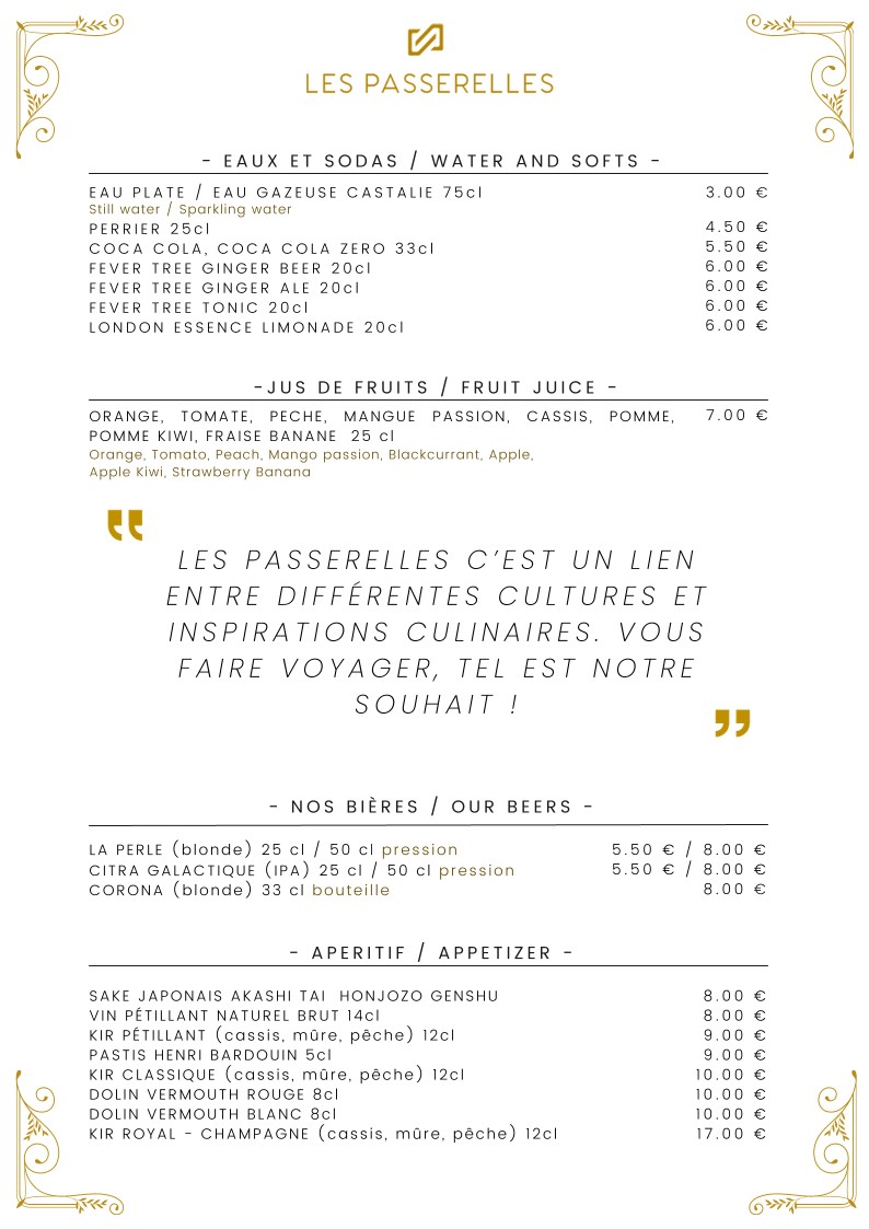 Restaurant & bar à cocktails | Les Passerelles menu 3