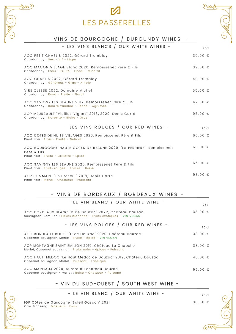 Restaurant & bar à cocktails | Les Passerelles menu 6
