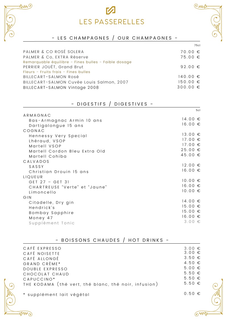 Restaurant & bar à cocktails | Les Passerelles menu 8