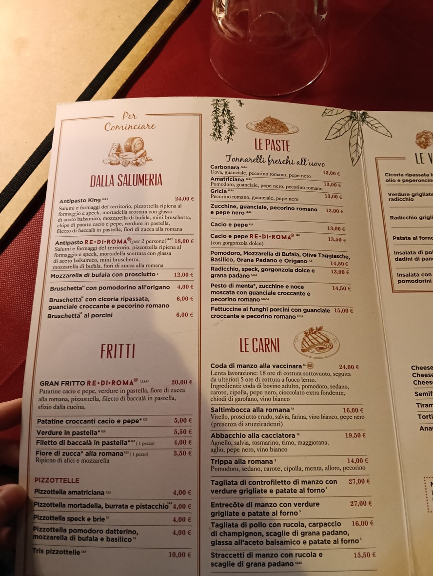 Trattoria Re di Roma menu 1