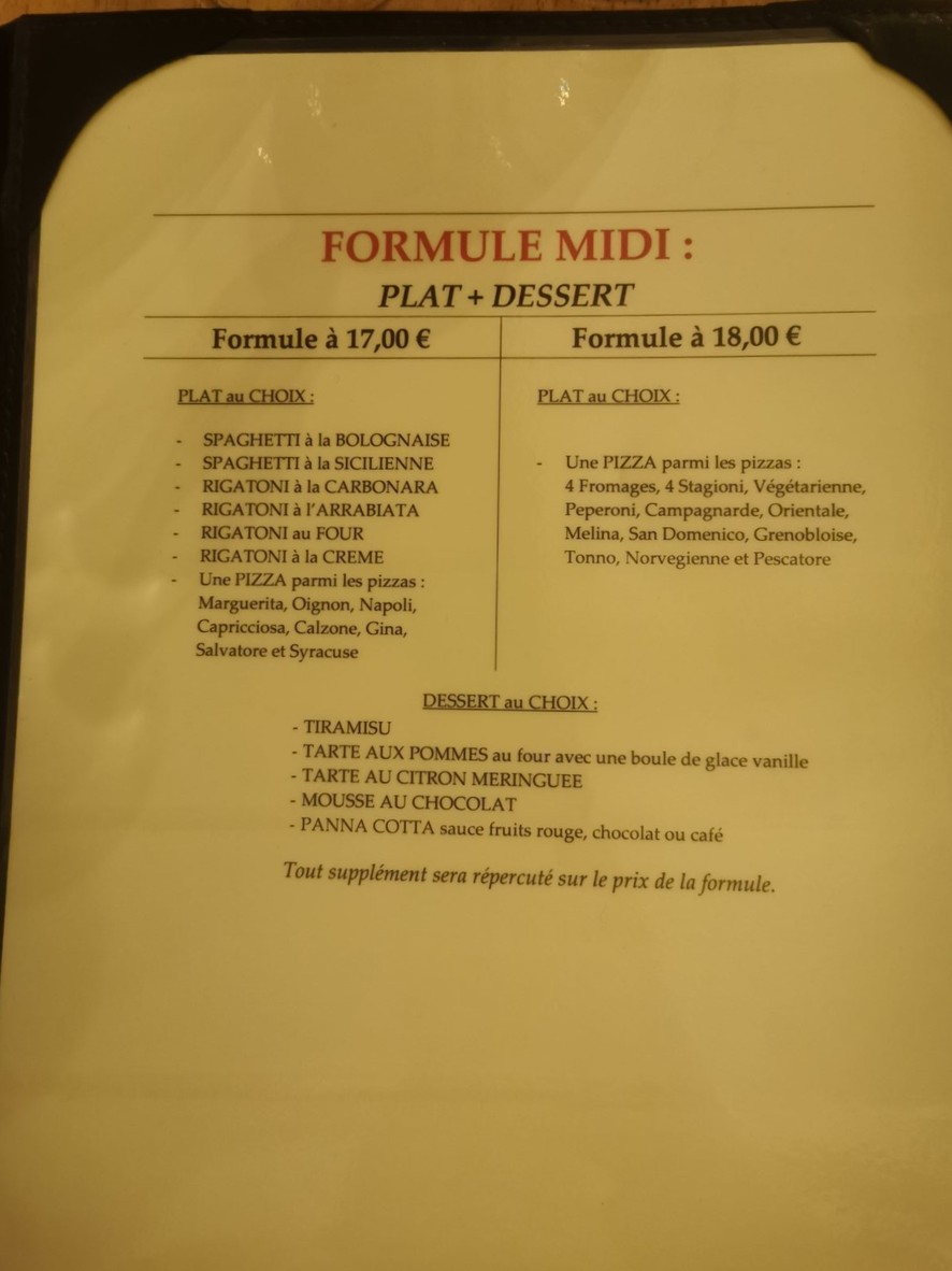 Restaurant Capri menu 1