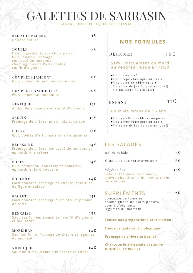 Crêperie Pen Ty menu 1