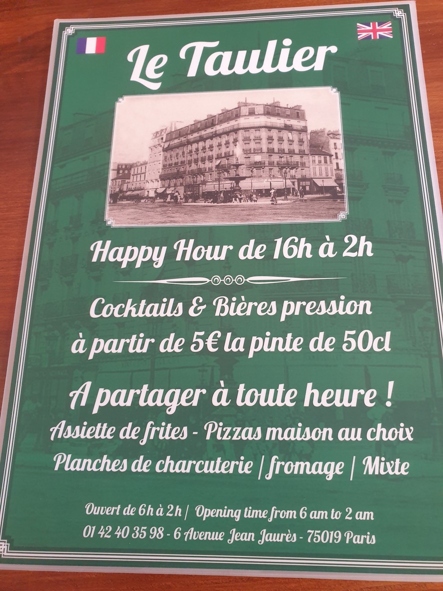 Le Taulier menu 1
