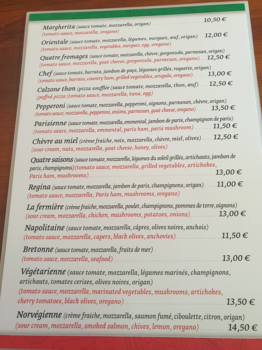 Le Taulier menu 3