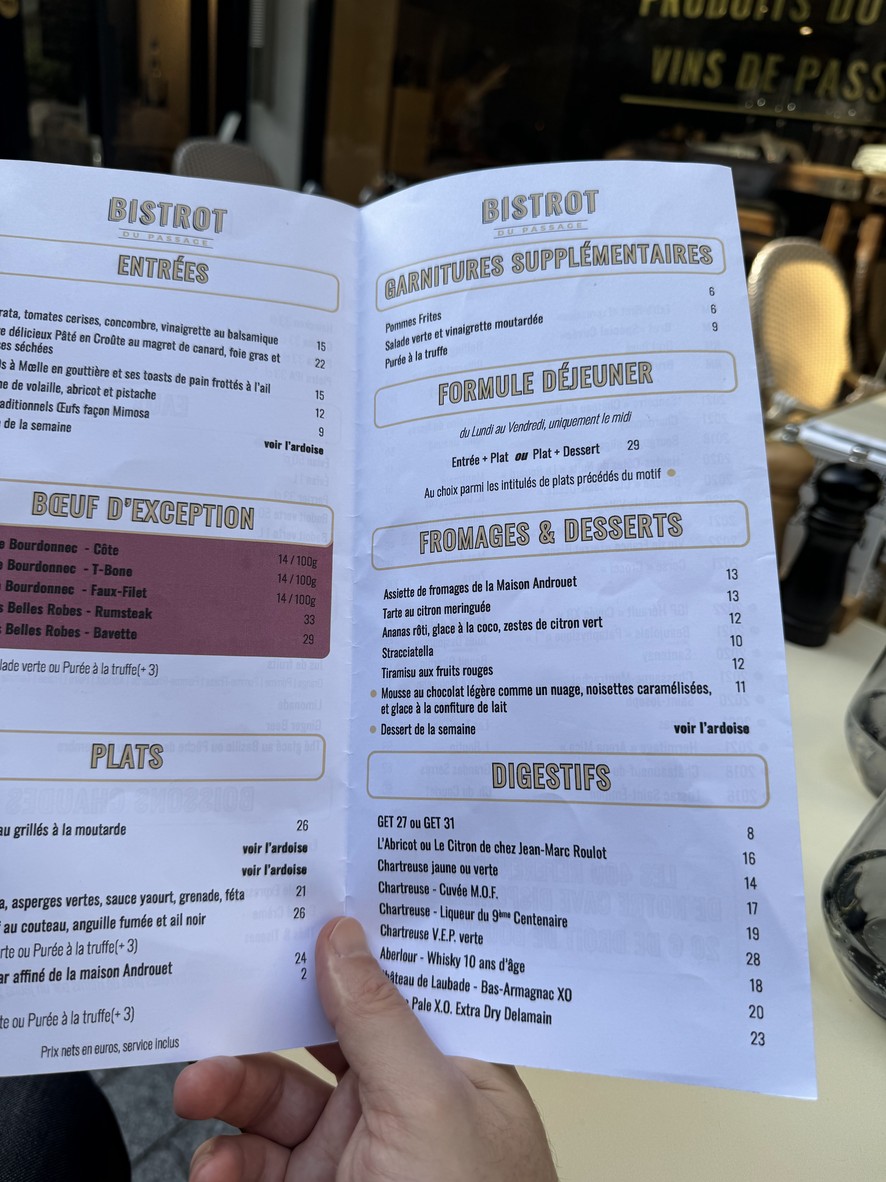 Bistrot du Passage - Restaurant Caviste Paris 7 menu 2