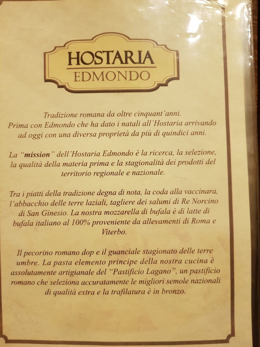 Hostaria Edmondo menu 1