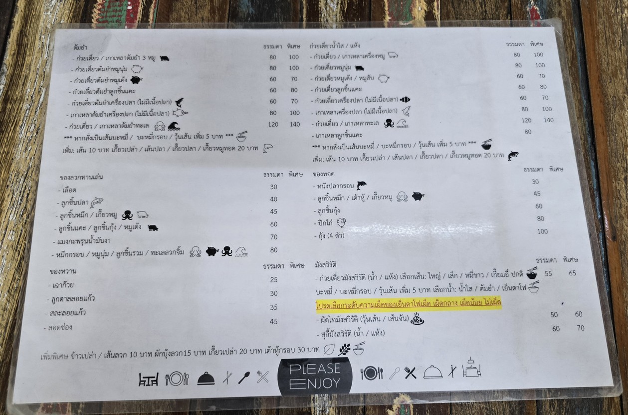 Bān Yàn Tā Fū Bǐ Kū Lǎ Pàn Nóng menu 3